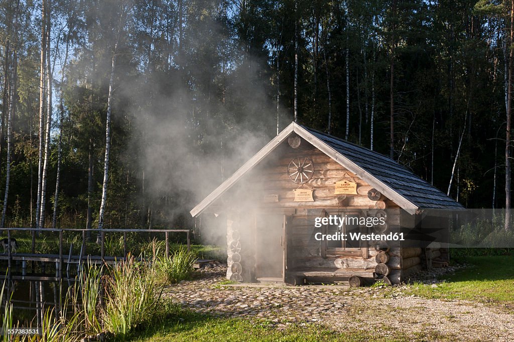 Estonia, wooden smoke sauna in Sokka holiday resort