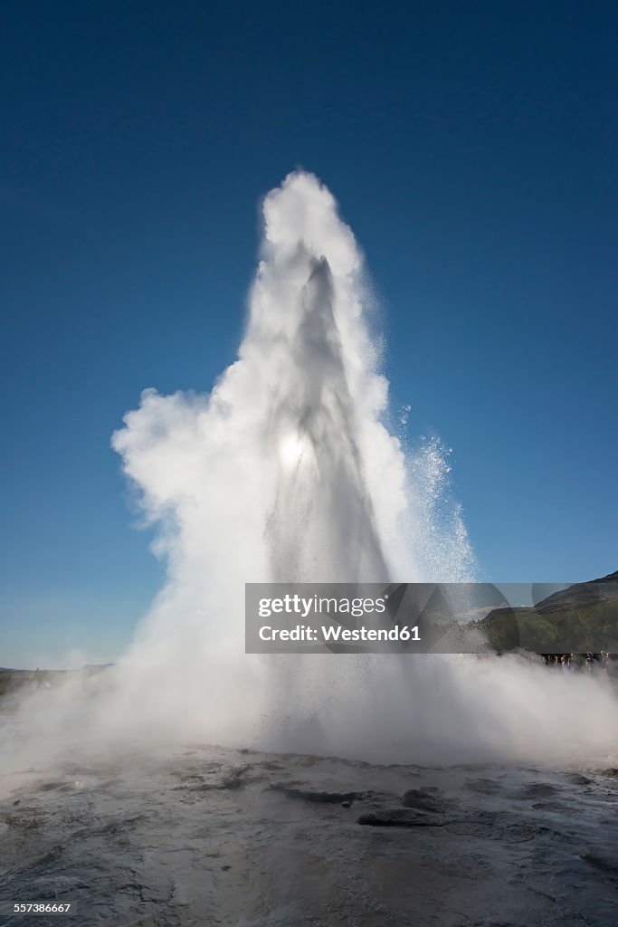 Iceland, Strokkur, geyser at backlight