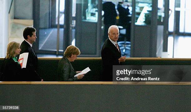 German chancellor candidate of the Christian Democratic Union Angela Merkel and Edmund Stoiber , governor of Bavaria and leader of the he Christian...