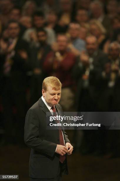 Charles Kennedy leader of The Liberal Democrats takes the applause of the delegates after his speech at the party conference on September 22, 2005 in...