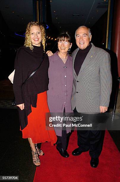 Actress Alexa Martin with Mary Schepps and Henri Schepps attend the opening night of "Fiddler on the Roof" at The Capitol Theatre on September 22,...