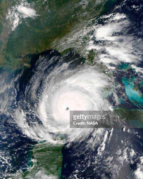 In this satellite image from NASA taken September 21, 2005 Hurricane Rita is shown in the Gulf of Mexico west of Florida heading towards the Texas...