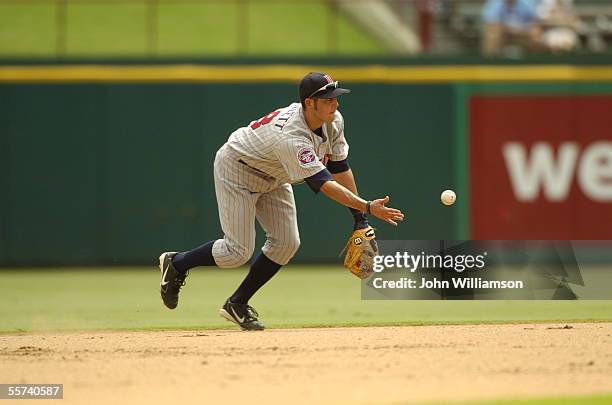 Shortstop Jason Bartlett of the Minnesota Twins fields his position during the game against the Texas Rangers at Ameriquest Field in Arlington on...
