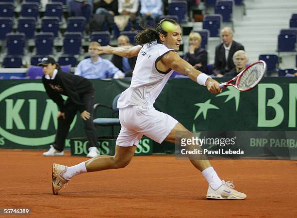 Tommy Haas during the first single match in the Davis Cup Play-offs 2005 between Czech Republic and Germany at the Arena Liberec stadium on September...
