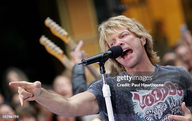 Jon Bon Jovi of Bon Jovi performs on stage during the Toyota Concert Series on the "Today" show September 23, 2005 in New York City.