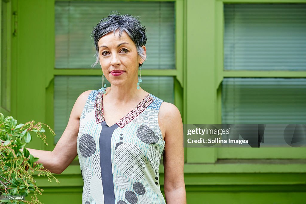 Older Caucasian woman standing outdoors