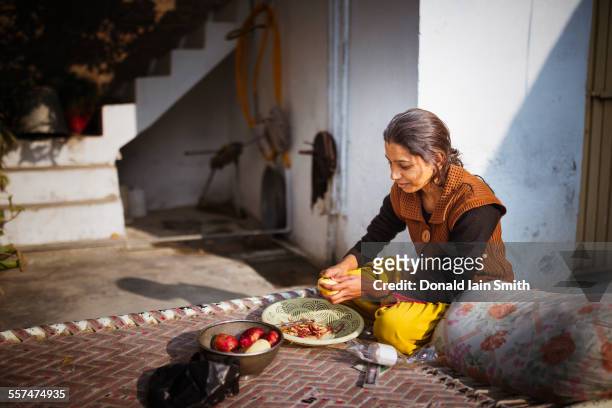 woman preparing food outdoors - punjab pakistan 個照片及圖片檔