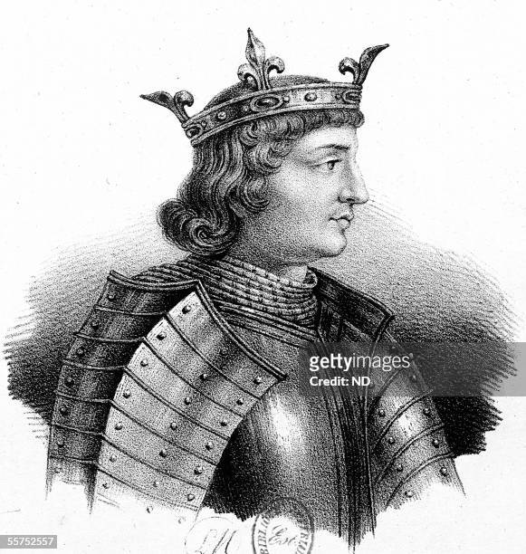 Charles IV the Beautiful , king of France. Delpech's lithography. XIX-th century. B.N. ND-115888.