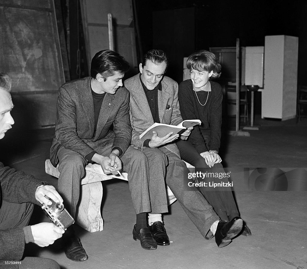 Romy Schneider, Luchino Visconti and Alain Delon,