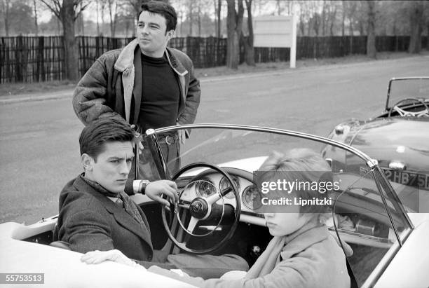 Jeanne Valerie, Alain Delon and Gerard Blain. April, 1959. LIP-33871-011.