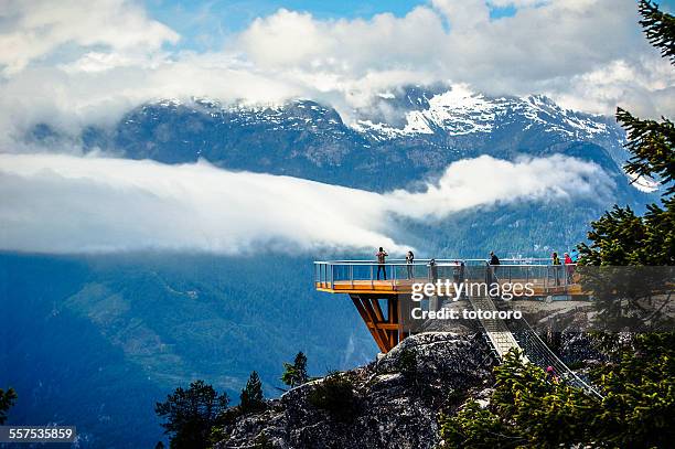 summit lodge viewing deck (sea to sky gondola) - terrace british columbia stock pictures, royalty-free photos & images
