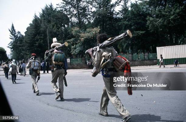 Fall of Addis Ababa . Arrived fighters of the F.D.R.P.E. . On 1991. FDM-258-17.