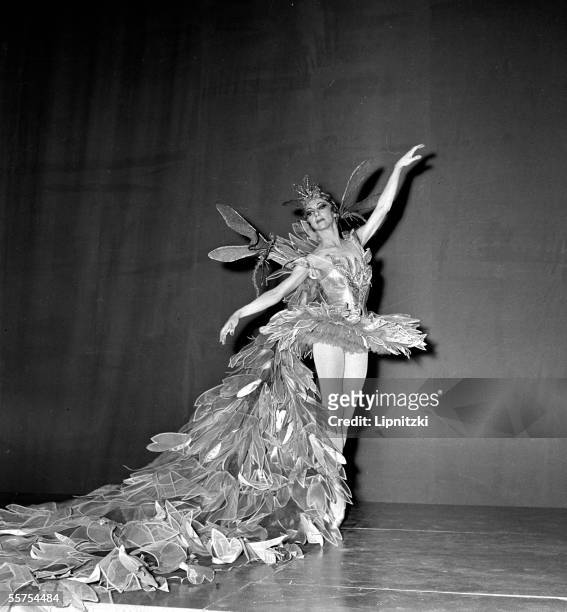 American ballerina, Rosella Hightower in a Grand Ballet du Marquis de Cuevas production of Tchaikovsky's "The Sleeping Beauty" at The Théâtre des...