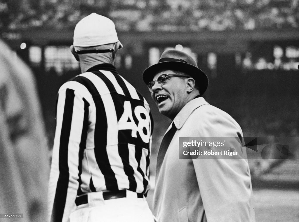 Vince Lombardi Vehemently Confers With Referee
