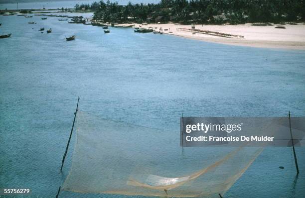 Fishing net in the sea of China. Bay Cam Ranh ( Vietnam, on 1989. FDM-292-15.