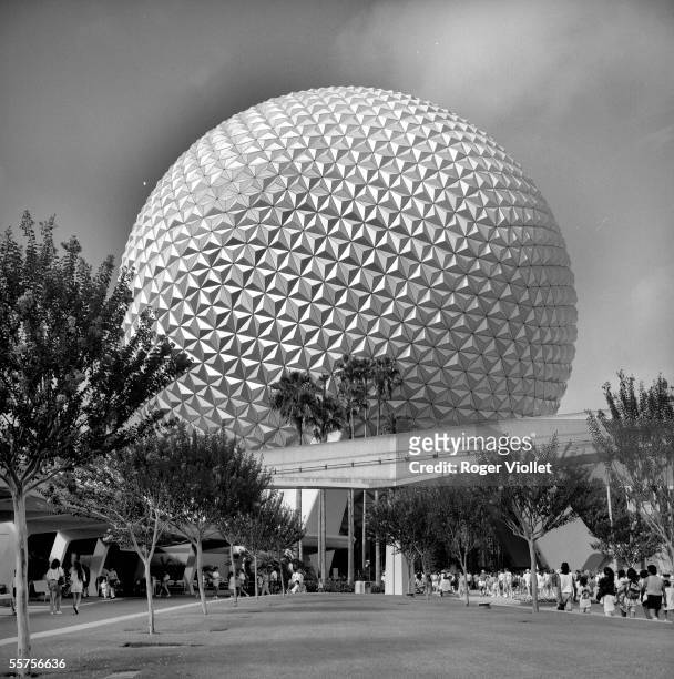 Circa 1980s: Spaceship Earth attraction at Epcot Center, Disney World in Orlando, FL. Epcot opened on October 1, 1982. RV-758516.