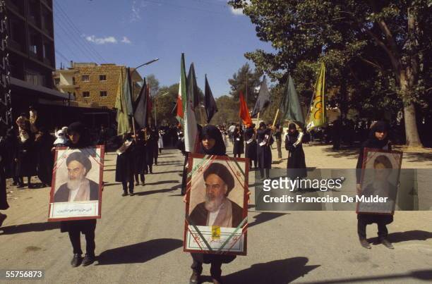Demonstration of Hezbollah in Baalbek. Lebanon, on 1985.