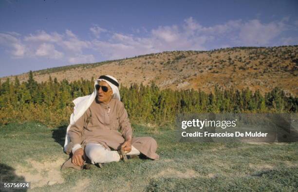 Lebanese farmer Abou Ali, who was the first to plant cannabis in the area, during the hemp harvest in the Bekaa Valley, Lebanon, 1985. FDM-1510BIS-2.