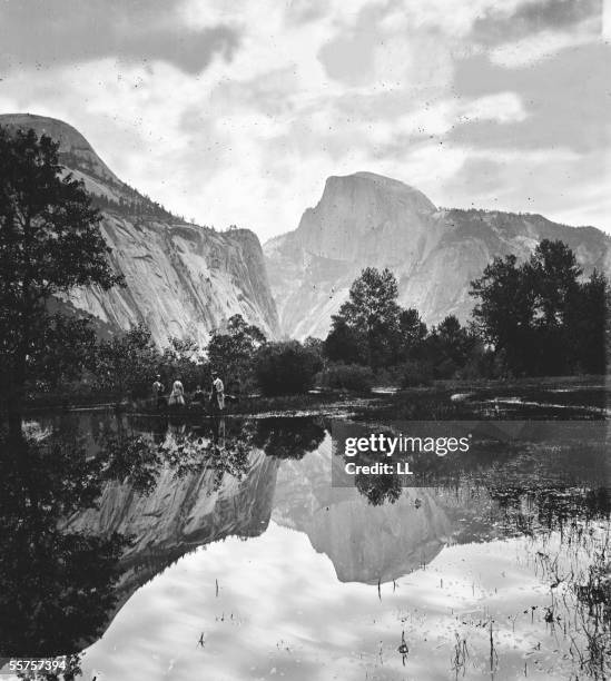The Mirror Lake in the valley of Yosemite . 1870-1875. LL-10274A stereo.