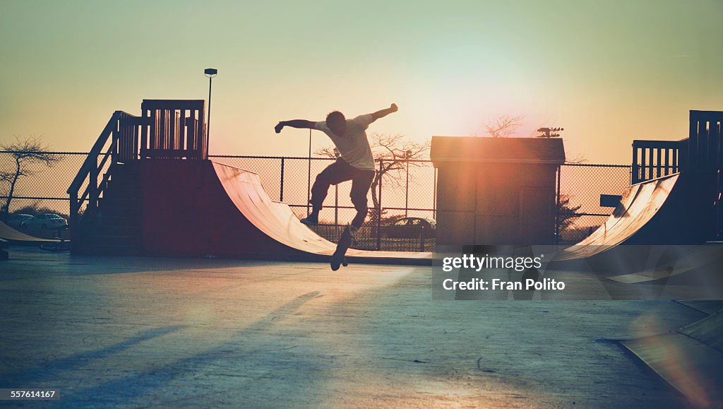 Skateboarder Jumping.