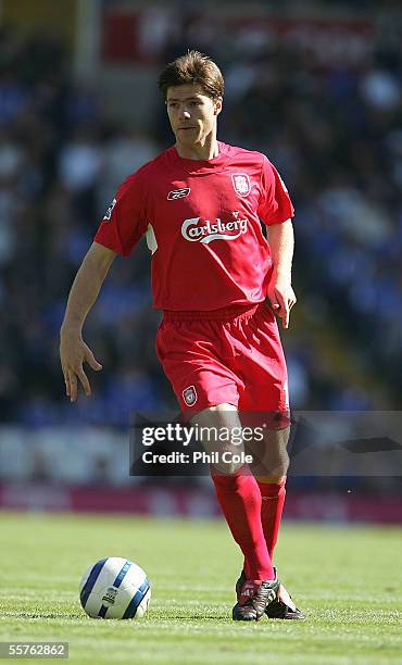 Xabi Alonso of Liverpool in action during the Barclays Premiership match between Birmingham City and Liverpool at St Andrews Stadium on September 24,...