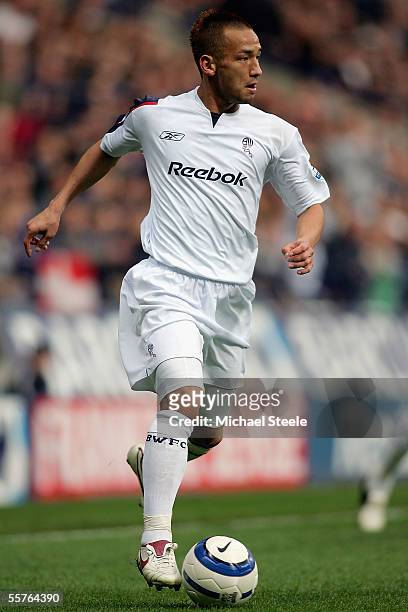 Hidetoshi Nakata of Bolton in action during the Barclays Premiership match between Bolton Wanderers and Portsmouth at the Reebok Stadium on September...