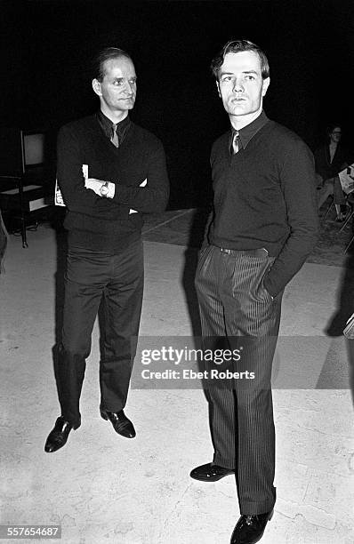 Florian Schneider and Ralf Hutter of Kraftwerk at a Kraftwerk promotional party for the Â‘Man MachineÂ’ record held in New York City on April 6, 1978.