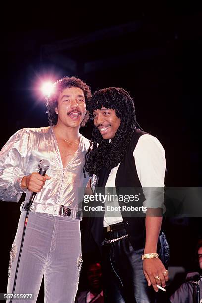 Smokey Robinson and Rick James at Madison Square Garden in New York City on September 11, 1982.