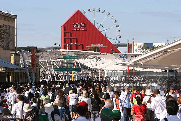People visit on the final day of the Aichi Expo on September 25, 2005 in Nagakute, Japan. The Aichi Expo, which opened on March 25 this year,...