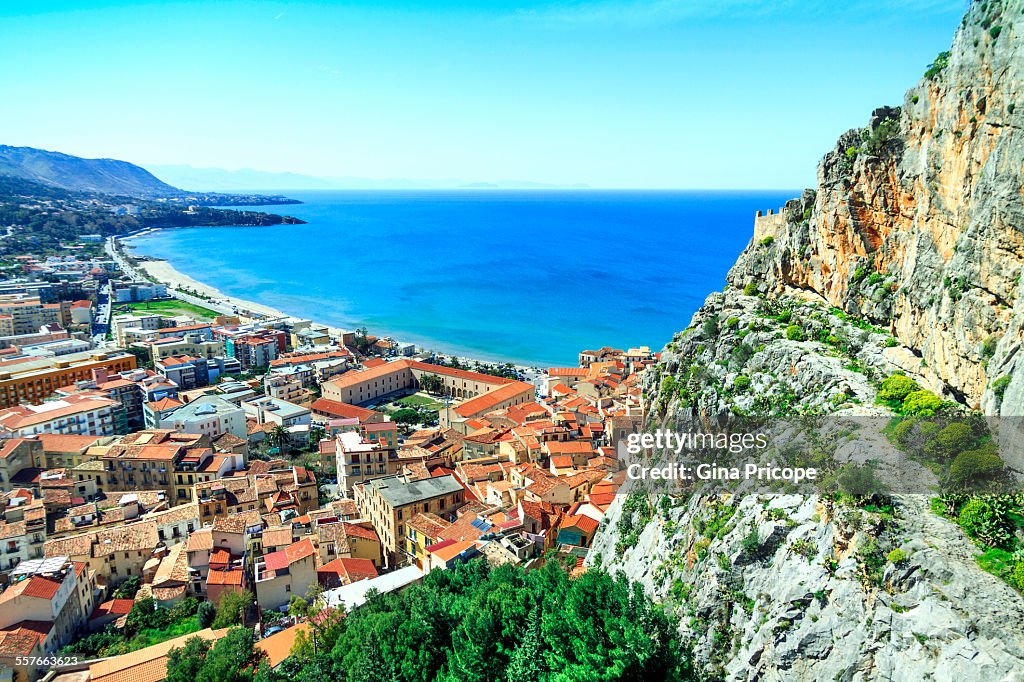 Panorama from the Rock of Cefalu in Sicily