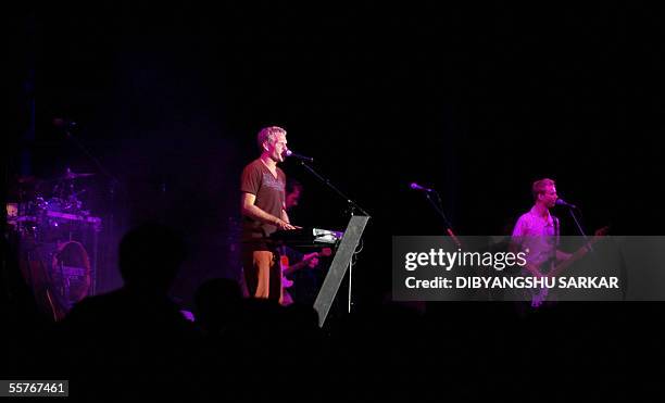 Danish pop singers and members of the world famous pop group "Michael Learns to Rock" perform during the group's live concert in Bangalore, 25...