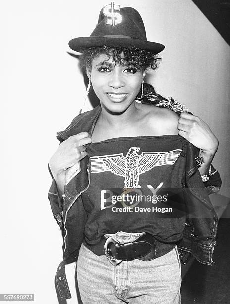 Singer Sinitta at the Midem Music Conference, Cannes, February 4th 1988.