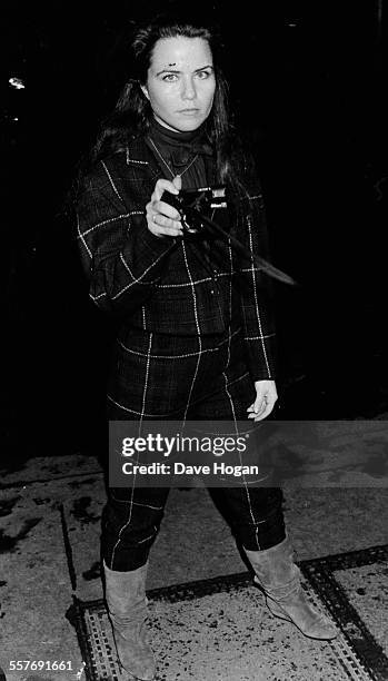 Actress Koo Stark confronting a paparazzi photographer Dave Hogan outside the Hippodrome, London, February 1st 1984.