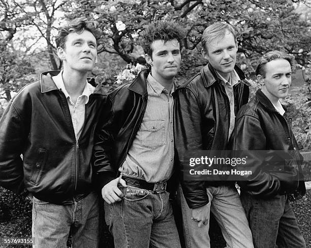 Portrait of Scottish band 'Wet Wet Wet', including lead singer Marti Pellow , at Montreux Pop Festival, May 1988.