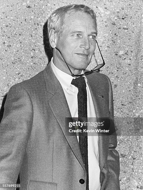 Actor Paul Newman at a press conference announcing the opening of the Scott Newman Center for Drug Abuse Prevention and Health Communication...