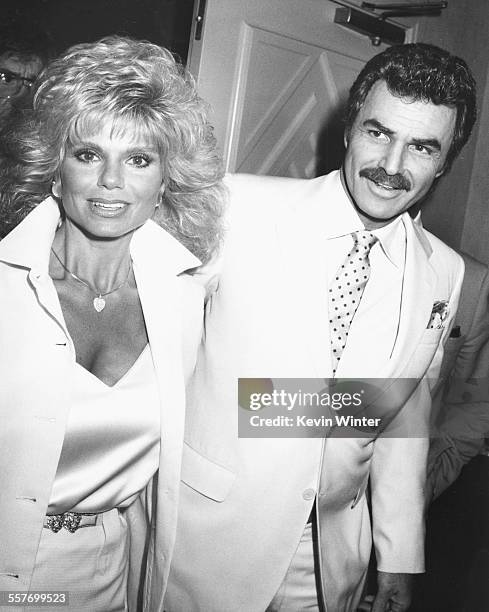 Actor Burt Reynolds and his wife Loni Anderson attending the 2nd Annual Kodak Awards at the Roosevelt Hotel, Los Angeles, March 27th 1987.