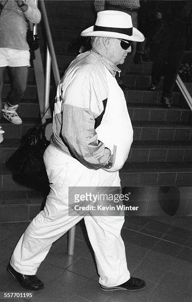 Actor Marlon Brando arriving from Toronto where he is filming 'The Freshman', at Los Angeles Airport, September 3rd 1989.