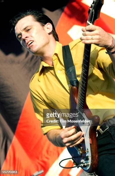Nick McCarthey of Franz Ferdinand performs as part of the Austin City Limits Music Festival at Zilker Park on September 25, 2005 in Austin Texas.