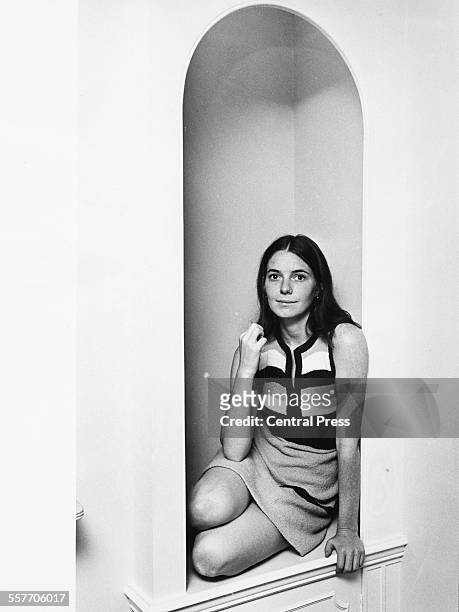 Portrait of actress Kitty Winn, who recently won the Best Actress award at the Cannes Film Festival for 'The Panic in Needle Park', sitting in a...