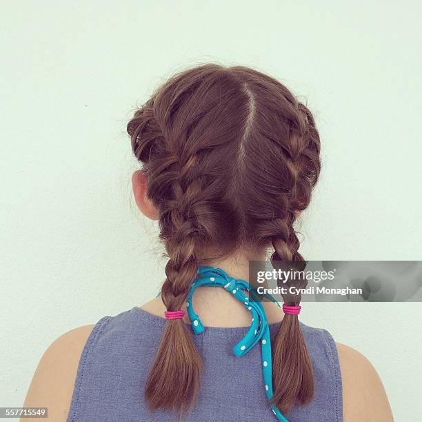 young girl with french braids - natte photos et images de collection