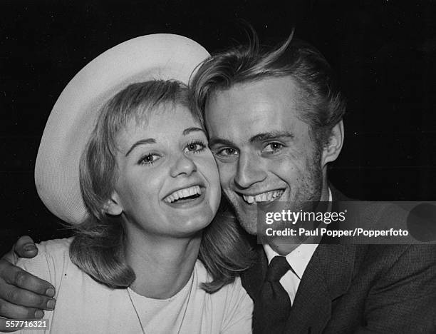 Husband and wife actors, Jill Ireland and David McCallum smiling following their wedding at a registry office in London, May 13th 1957.