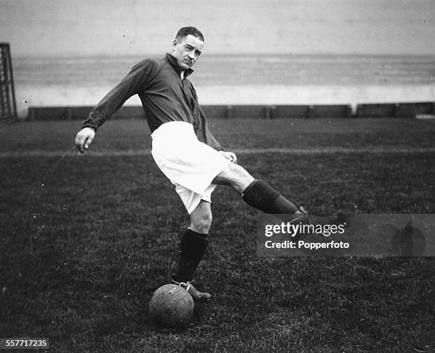 Arsenal football player Alex James on the training ground, London, November 1930.