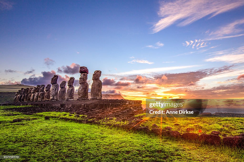 Ahu Tongariki at Sunrise, Easter Island
