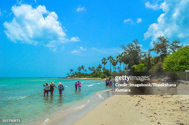 locals at mathagal beach - jaffna stock pictures, royalty-free photos & images