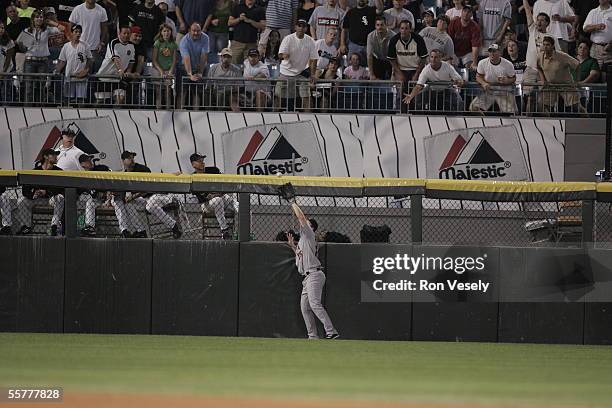 Brent Abernathy of the Minnesota Twins fields during the game against the Chicago White Sox at U.S. Cellular Field on August 17, 2005 in Chicago,...