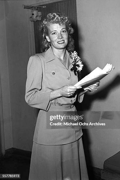 Actress Penny Singleton poses in a hallway in Los Angeles, California.