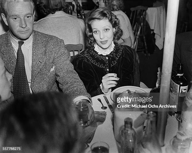 Actress Loretta Young has lunch in Los Angeles, California.