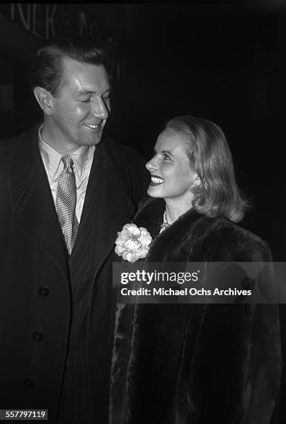 Actress Ann Todd with actor Sir Michael Redgrave arrive to an event in Los Angeles, California.