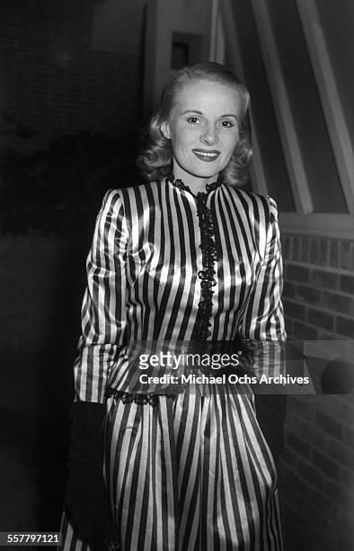 Actress Ann Todd poses as she arrives to an event in Los Angeles, California.