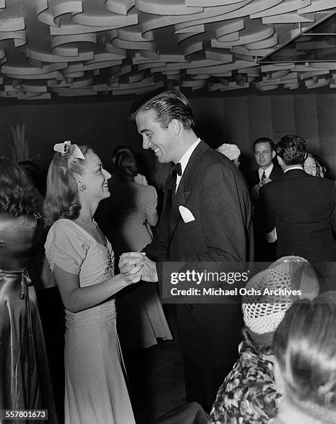 Actress Anne Shirley and husband actor John Payne attend an event in Los Angeles, California.